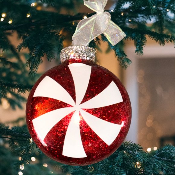 Peppermint Candy Glitter Handmade Christmas Tree Ornaments, Sparkling Crystals - Picture 9 of 16